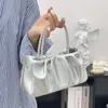 Bolsas de ombro outono bolsa simples para mulheres 2023 estilo fada plissado moda um crossbody saco de corrente