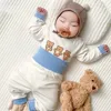 Ensembles de vêtements né enfant fille sous-vêtements ensemble pur coton bébé garçon manches longues tenue mignon enfant en bas âge infantile deux pièces vêtements de nuit 231007