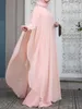 Vêtements ethniques Mode Summer Long Sundress Ramadan Hijab Robe 2pcs Femmes Robe à manches Fête Musulman Kaftan Abaya Maxi Robes