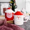 Mugs Santa Claus Funny Coffee Tea Mug With Lid Spoon Father Christmas Children Present Breakfast Milk Cup Cover Merry Gift