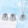 Pendant Necklaces Fashion New Ghost Crystal Pendant 2023 Halloween New Interesting Pumpkin Ghost Necklace Woman Man Jewelry x1009