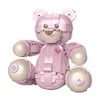 Commercio all'ingrosso Figura dell'orso Giocattoli Orsacchiotto personalizzato Blocchi di costruzione in mattoni Giocattoli Piccolo orso rosa Cartone animato Modello anime Kit di costruzione Decorazione Giocattolo Regalo di Natale Giocattolo per ragazza