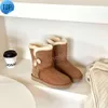 Ontwerper Australië Australische Klassieke uggslies Warme Laarzen Dames Mini Half Snow Boot Winter Vol bont Pluizige harige Tasman Enkellaarsjes Booties slippersHD