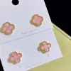 18K Gold Vintage 4/Four Leaf Clover Charm Stud Earrings Back Mother-of-Pearl Plated Agate for Women&Girls Valentine's Mother's Day Wedding Jewelry gifts