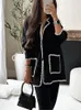 Giacche da donna Donne Elegante patchwork Wool Coat Fashion manica lunga con giacca tascabile 2023 Office casual autunnale Lady High Street