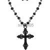Pendant Necklaces Gothic Black Beads Women's Charm Choke Circle Cross Pendant Necklace Witch Halloween Party Gifts Easter Jewelry x1009