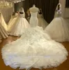 2024 Afrykańska suknia ślubna African Bezpośrednia organza marszczyzny Warstwowy szarpka panna młoda Formalne suknie Vestidos de novia szata de Mariage