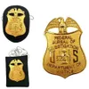 Stift brosches universal detektiv lädermärke hållare med kedjeklipp för män gåva cos badgeholder samlar rekvisita accessori3109