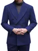 Męskie garnitury Gentleman Classic Suit 2 sztuki wełniane tweed mężczyźni podwójnie piersi jodełka brązowe Tuxedos na przyjęcie weselne 2023