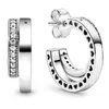 Boucles d'oreilles en argent Sterling 925, couronne scintillante, marguerite, fleur, diadème, Wishbone, Signature pavé, Double boucle d'oreille pour femmes, bijoux