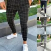 Mens Casual Slim Fit Pants Sport Tracksuit Skinny Joggers Sweatpants Stretch Trousers Plaid Men277y