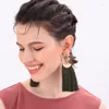 Dangle Earrings Vintage Gold Color Tassel Cotton Thread Olive Green For Ethnic Woman Crystal Fashion Jewelry Drop