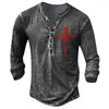 Camisas casuais masculinas outono e inverno europeu americano impresso manga longa camiseta juventude moda esportes cross wear