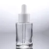 Bouteilles de parfum d'huile essentielle en verre de 30 ml flacon compte-gouttes de réactif liquide bouteille cylindrique à épaule plate clair/givré/ambre 12 LL