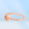 Sparkling Wishbone Heart Ring Autentic 925 Silver Women Girls Wedding Present Jewelry For Rose Gold Lover Rings with Original Box9364171