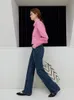 Jeans femininos FSLE High Street Style Bootcut para mulheres Autumn Look Slim Toups Alto Casual Colo