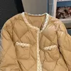 Women's Down Parkas Xpqbb Korean Style Cotton Padded Jacket Autumn Winter Lightweight Warm Woman Fashion Pearl White Parka Coat 231009