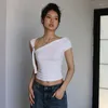 Kadın Tişörtleri Kadın Mahsul T-Shirts Sublar Y2K Saf Seksi Amerikan Tarzı Tasarlanan Üstler Tatlı Sokak Giysesi Moda İnce All Maç Yaz