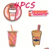 Acessórios para peças de calçados de encantos 1pc desenho animado Dunkin Donuts Charms Drinks de comida DIY para entupimento Sandals Garden Decoração infantil x Mas Gifts de Dhlxd