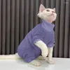 Cat Costumes Sphinx Jumpsuit Autumn And Winter Thickened Plush Clothes Small Medium-sized Sweater Hairless Warm Protect Abdomen