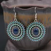 Dangle Küpeler Boho Vintage Yuvarlak Damla Kadınlar Etnik Tarzı Renkli Çiçek Şeklinde Geometrik Cazibe Kadın Modaya Mücevher