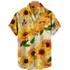 Camisas casuais masculinas camisa de grandes dimensões havaiana praia feriado flor padrão de pintura verão homem top respirável mens design roupas