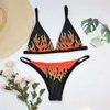 Women's Swimwear 2023 new women's separate sexy flame print bikini T231009