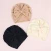 Nishine Autumn Winter Warm Bow Knot Hatt Nyfödda Beanie Kids Toddler Infant Turban Caps Stripe Hair Accessories Photo Props Gifts