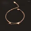 Link Bracelets SINLEERY Korean Fashion Charm Star Moon Cross Heart 2 Layers For Women Rose Gold Silver Color Hand Chain SL288