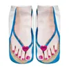 Skarpetki dla kobiet w 3d Foot Drukowane dla nowości niskiej kostki dziewczyny bawełniane swobodne zabawne kreatywne buty z flip-flopem drukowanie s p1h8