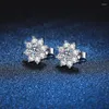 Boucles d'oreilles en Moissanite véritable couleur D pour femmes, en argent Sterling 925, en forme de flocon de neige, diamant scintillant, bijoux cadeau de mariage