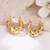 Hoop Earrings Ins Selling 18K Gold Plated Stainless Steel Twisted Wave Texture Geometric Earring For Women Waterproof