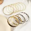 Bangle Luxury Gold Color Armband Set Bohemian Multi Layer Geometric Crystal Pearls Big Circle Armlets for Women Pulseras Mujer 231009