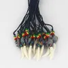 10 Stück modische Wachs-Baumwollschnur, weiße Harzzahn-Zähne-Anhänger-Halskette mit Adler- und Rasta-Holzperlen, Halskette 239 g