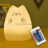 Nachtlichter, Katze, LED-Nachtlicht, Touch-Sensor, Fernbedienung, 16 Farben, dimmbar, USB wiederaufladbar, Silikon-Tierlampe für Kinder, Baby, Geschenk, YQ231009