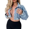 Vestes Femmes 2023 Automne À Manches Longues Ripped Denim Veste Mode Sexy Jeans Court Manteau Vêtements De Sport XS-L