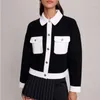 Maglieria da donna VII 2023 Marca M Autunno Abbigliamento femminile Vintage in bianco e nero Colorblocked Top Cardigan in maglia Offerte