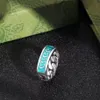 Herrbandsringar för kvinnodesigner Silver Ring Blue Emamel Hip Hop Men Range Party Jewelry Women 925 Sterling Love Par G Rings 236b