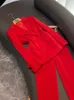 2023 Autumn White / Black Hot Pink Red Two Piece Pants Set Long Sleeve Notched-Lapel Single-Breasted Blazers Camisole med långa byxor Set Three Piece Suits D3O071356