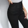 Jeans pour femmes taille haute velours épais femme hiver maigre stretch chaud pantalon maman noir denim pantalon avec polaire P125