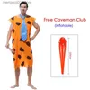 Theme Costume Adult Mens Primitive Savages Come Fred Flinstones Stone Age Indian Man Cosplay Halloween Carnival Mardi Gras Fancy Dress Q231010