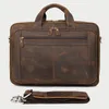 Aktentaschen Vintage Crazy Horse Echtes Leder Aktentasche Business Tasche Große Büro Männlich 17 "Laptop Fall Dokument Datei M160