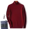 Men's Sweaters High Collar Cashmere Knit Long Sleeve Polo Warm Sweater Classic Solid Color Large Casual Pure Wool Underlay