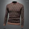 Pulls pour hommes de haute qualité pull imprimé géométrique automne hiver mode luxe tricoté décontracté coupe ajustée pulls en laine chaude