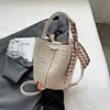 New vegetable basket soft leather bucket bag women's single shoulder oblique span round bag large capacity handbag