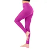 Kvinnors leggings hög midja fitness för kvinnor stretch sport yoga byxor mjölk siden fast färg tätt tryck upp sömmen