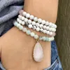 MG0994 Nuevo diseño de llegada, pulsera de HOWLITE y amazonita, rodonita Natural de 6 MM, joyería de Yoga Mala 108, colgante de cuarzo rosa para mujer 274E