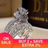 Cluster Ringe 2021 Luxus 925 Sterling Silber Ehering Set für Frauen Dame Jahrestag Geschenk Drop Black Friday R5080189g