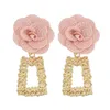 Dangle Lustre Romantique Fleur Rose Boucles D'oreilles Pour Femmes Bohème Géométrique Or Boucle D'oreille En Métal D'été Fête De Vacances Jewelr251h