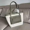 Bottegaas Large Lady Woven Canvas Leather Venetas Body 2023 Tote Calf Bag with Flipflap Capacity Tote Light Bags Handheld Underarm S1il